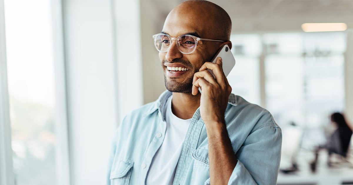 Man on the phone in workplace